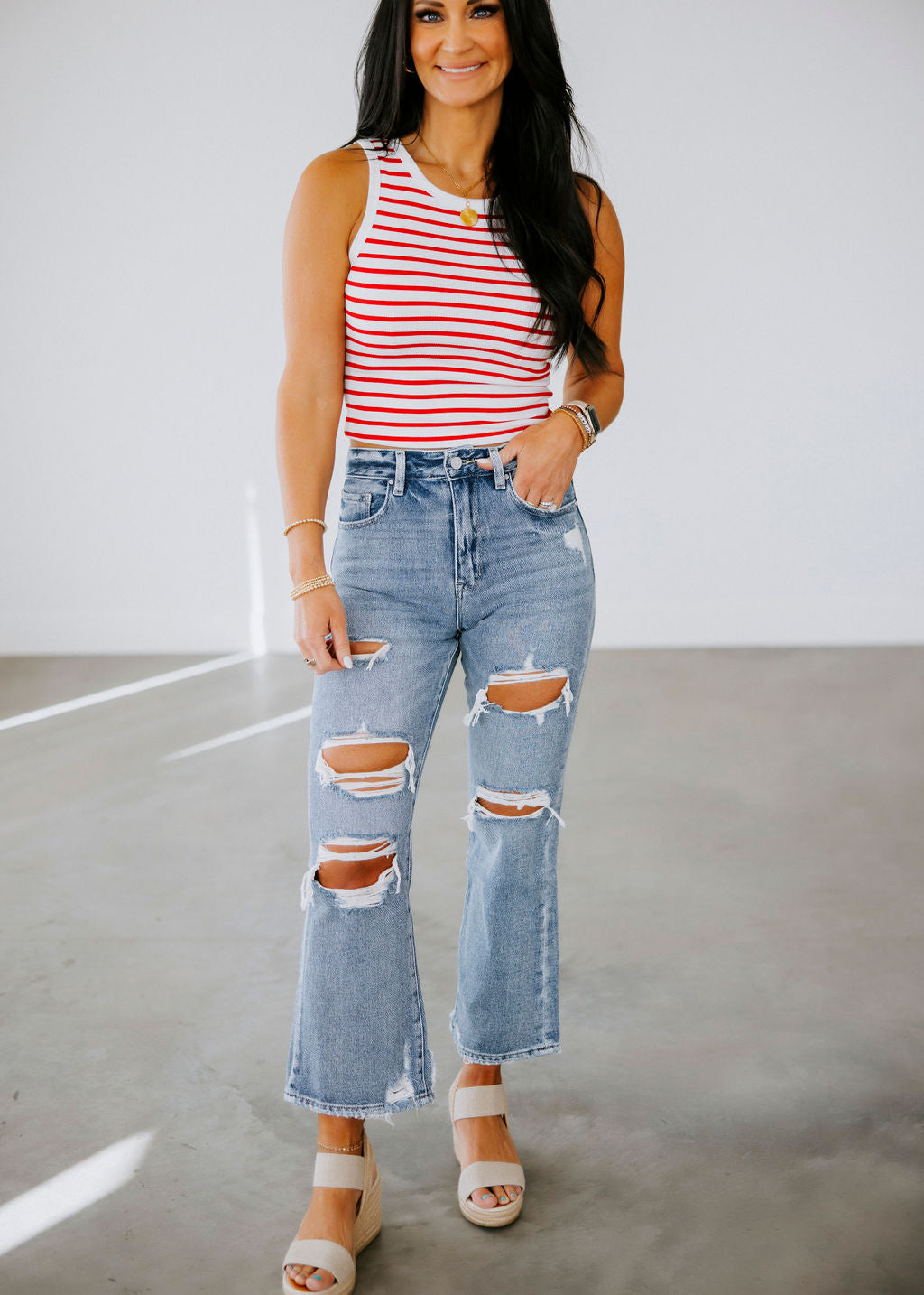 Kendal Striped Knit Tank