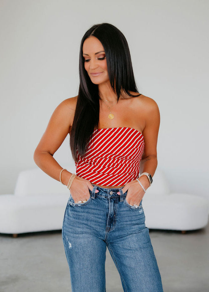 Casablanca Striped Tube Top