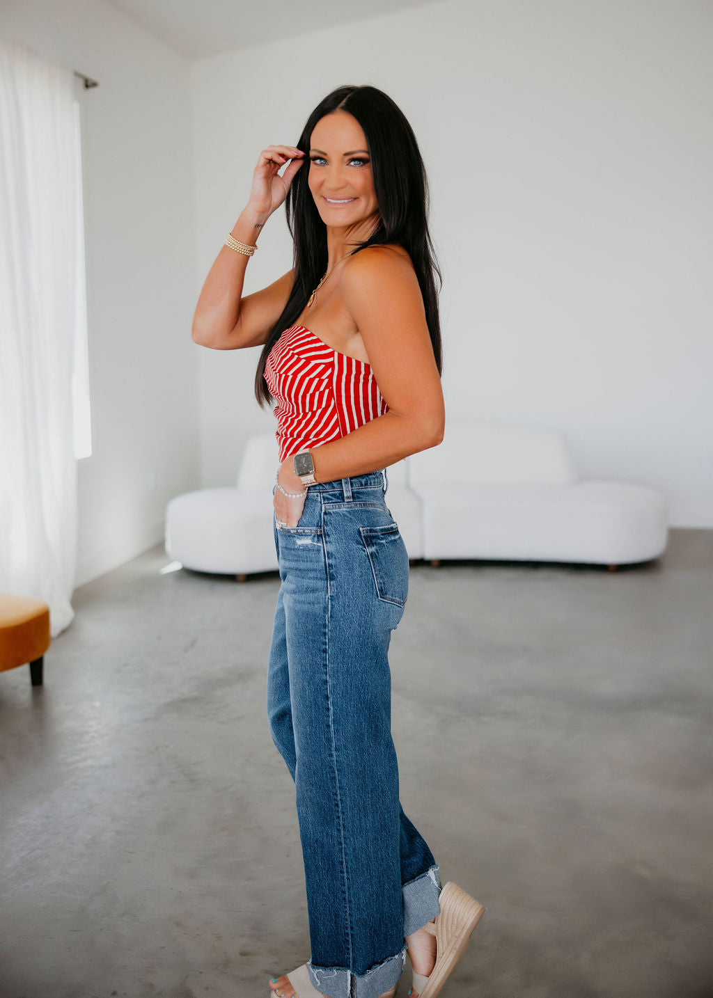 Casablanca Striped Tube Top