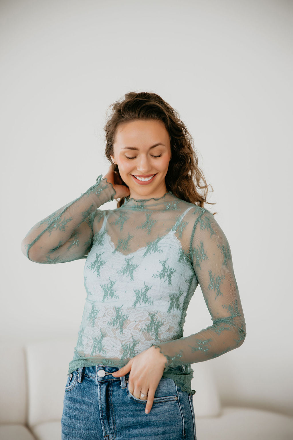 image of Ember Floral Mesh Top