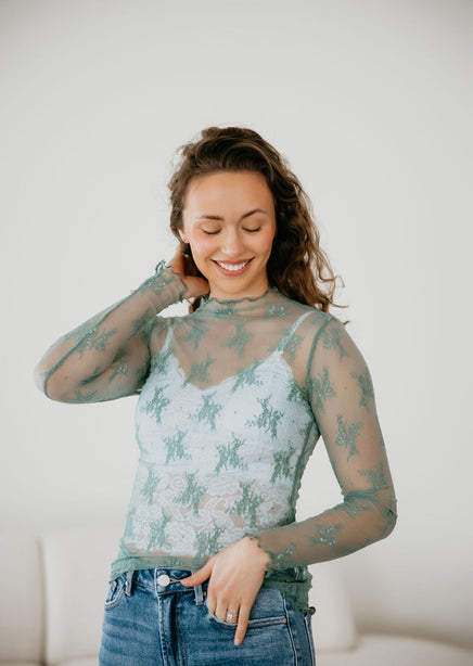 Ember Floral Mesh Top product view