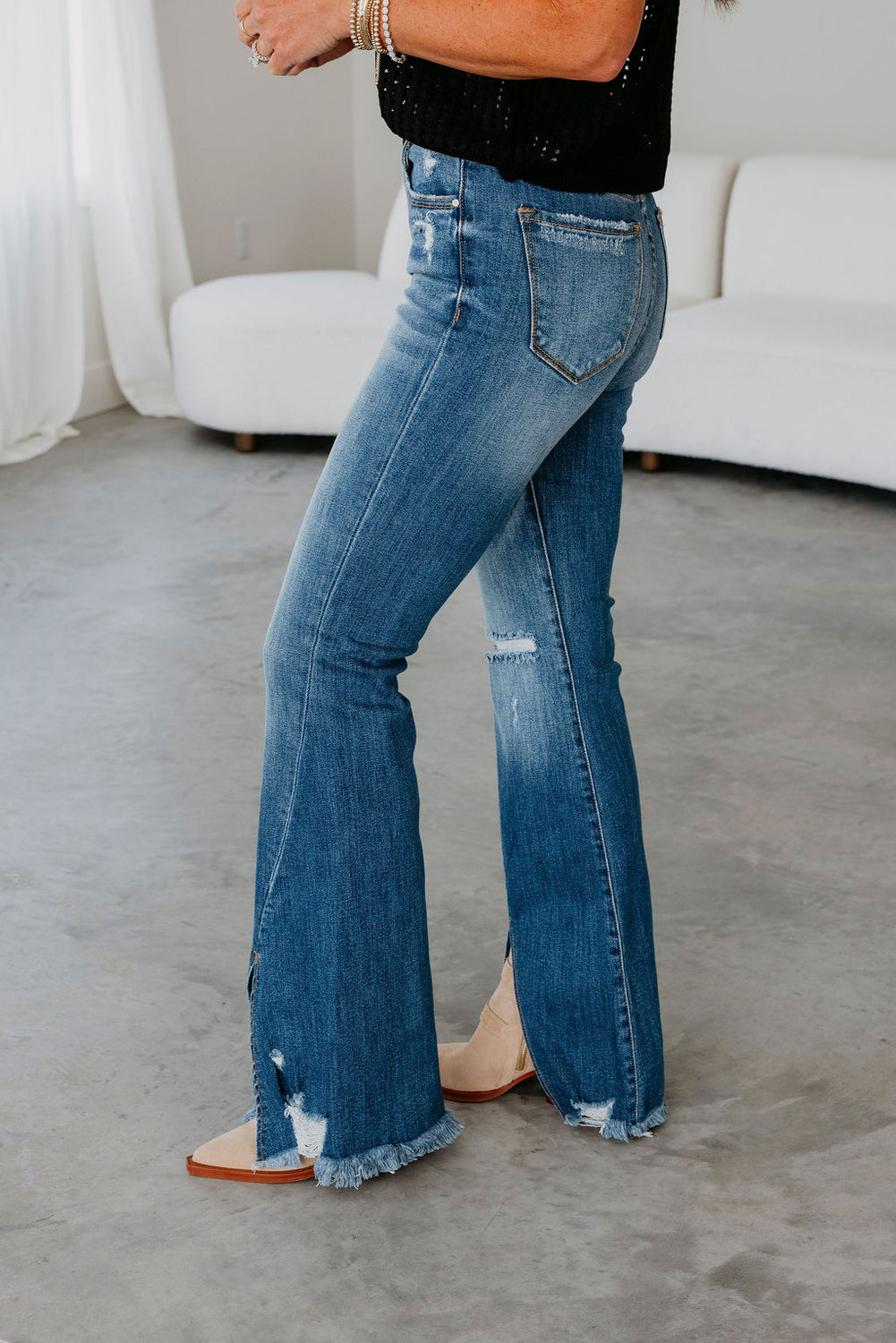 Katherine Risen Slit Hem Jeans