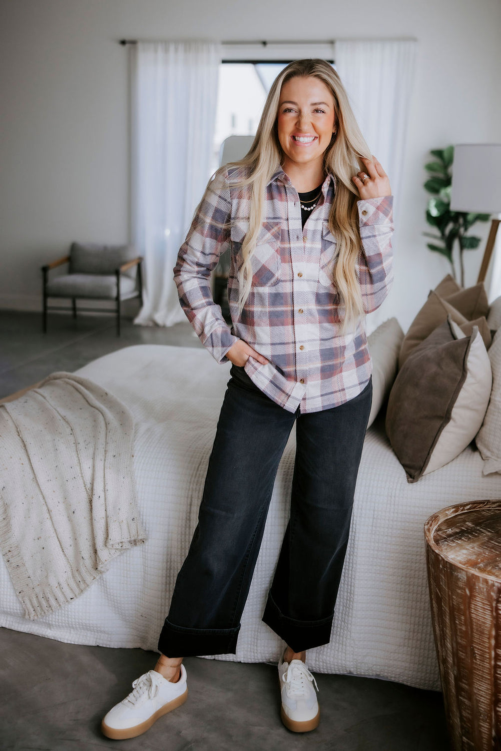 Cassian Plaid Button Down Top