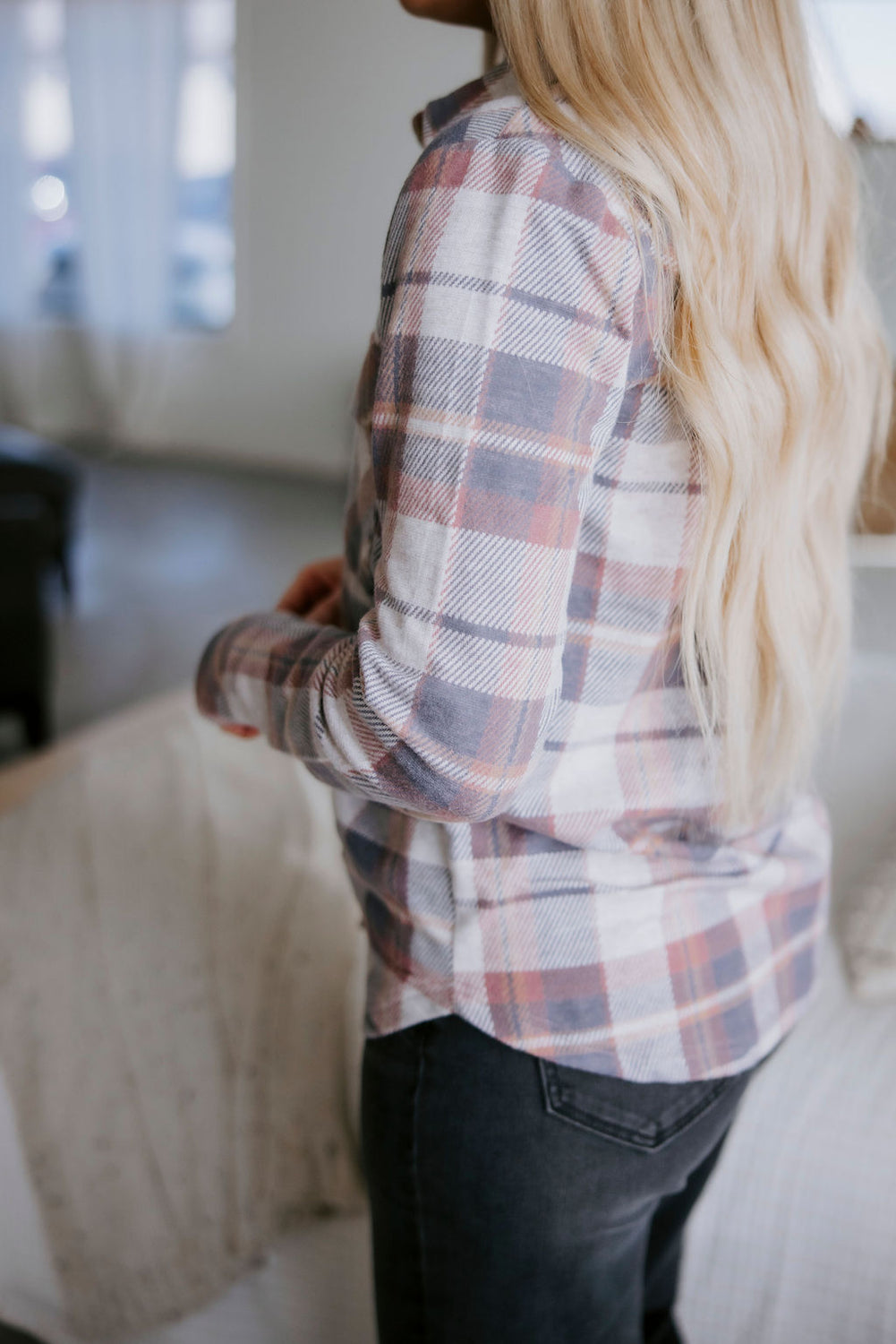 Cassian Plaid Button Down Top