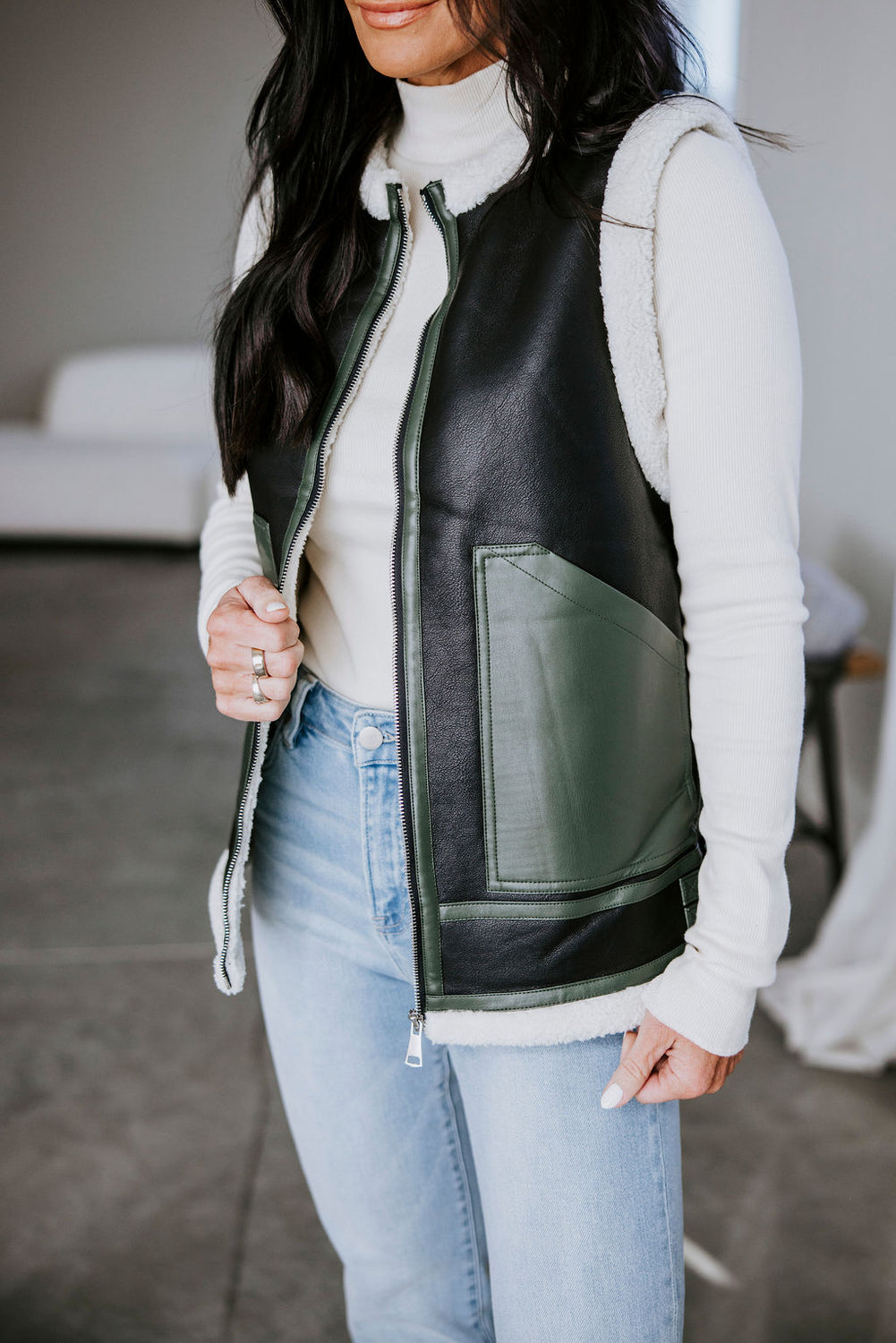 Charles Faux Leather Vest