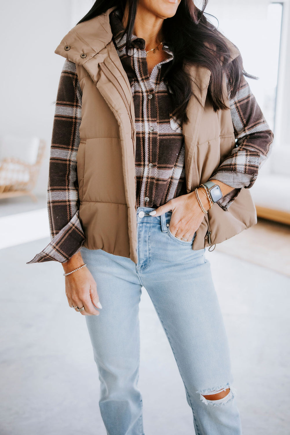 Cassian Plaid Button Down Top