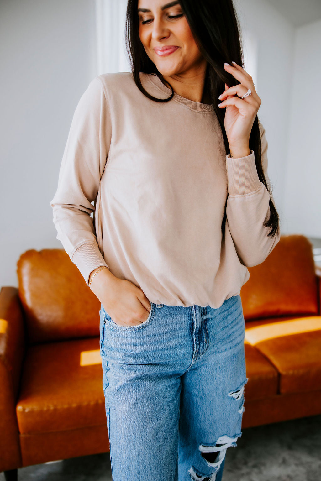 image of Chantel Bubble Hem Pullover