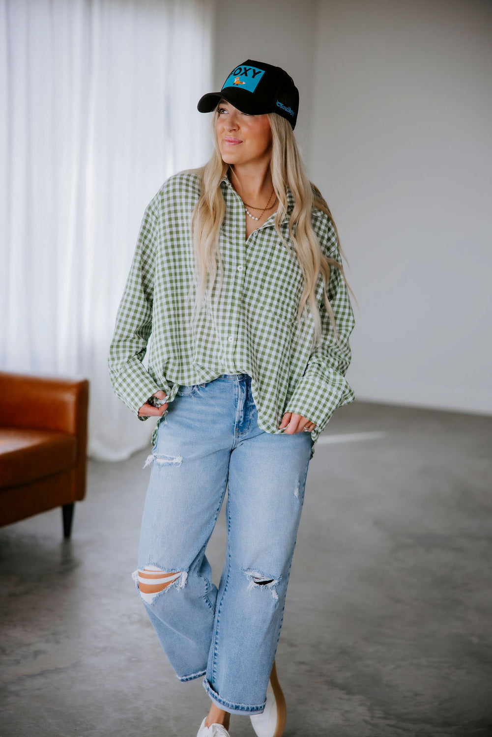 Britten Gingham Button Down Top
