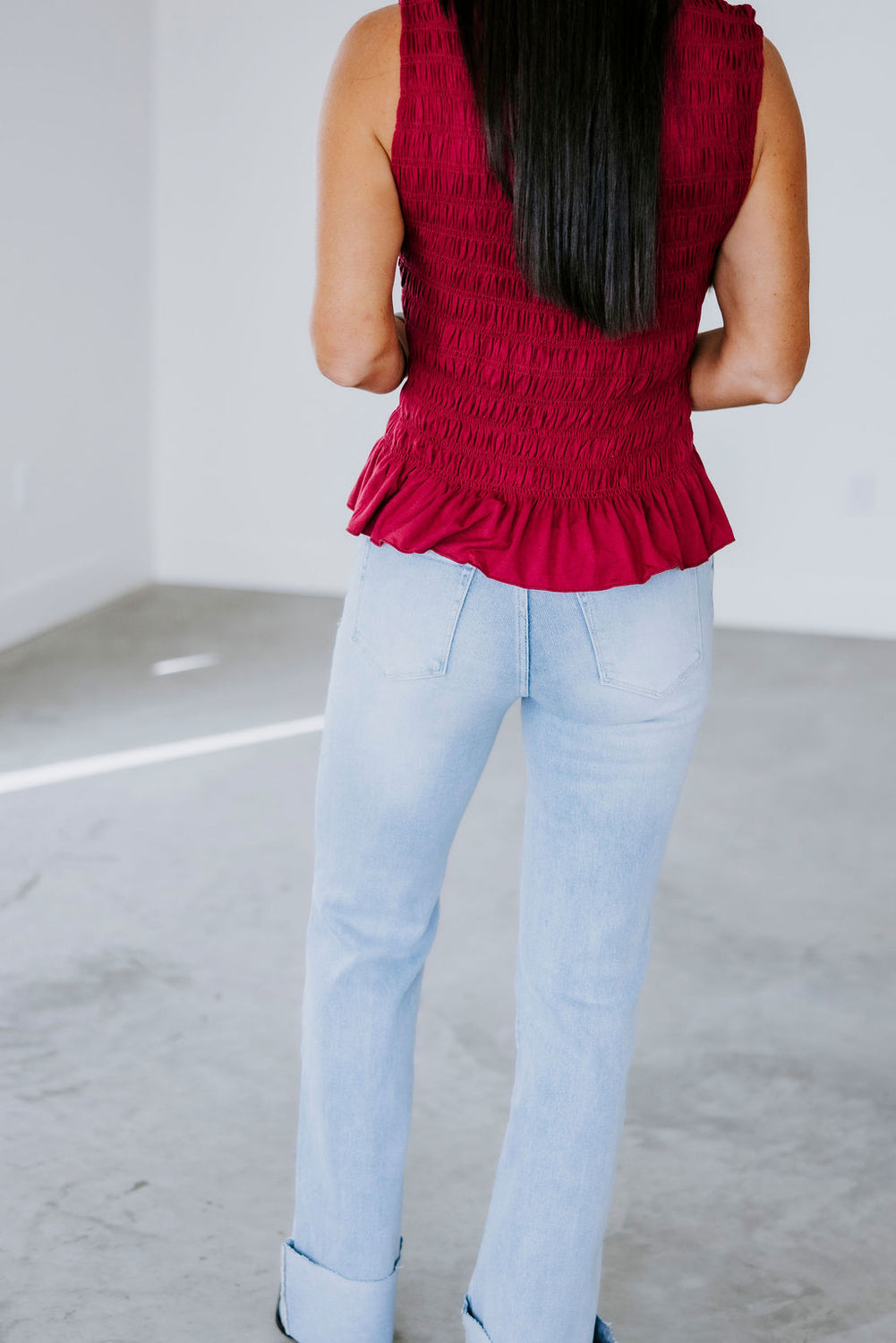 Carah Smocked Ruffle Tank