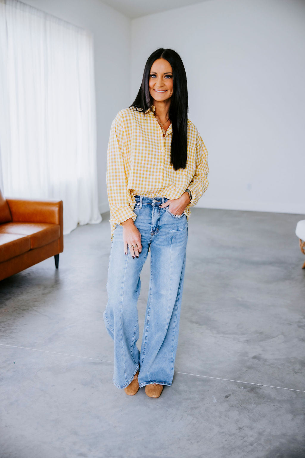 image of Britten Gingham Button Down Top