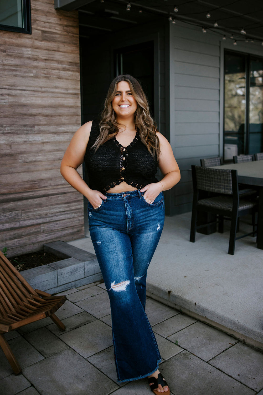 Cari Crochet Button Down Vest