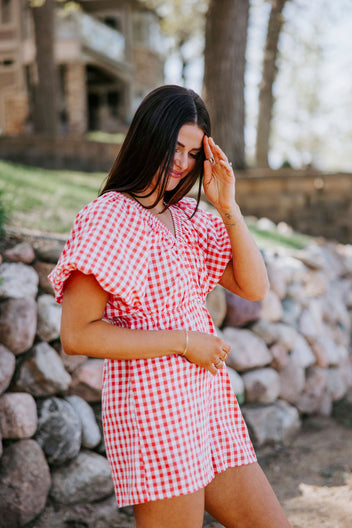 Honor Gingham Print Romper