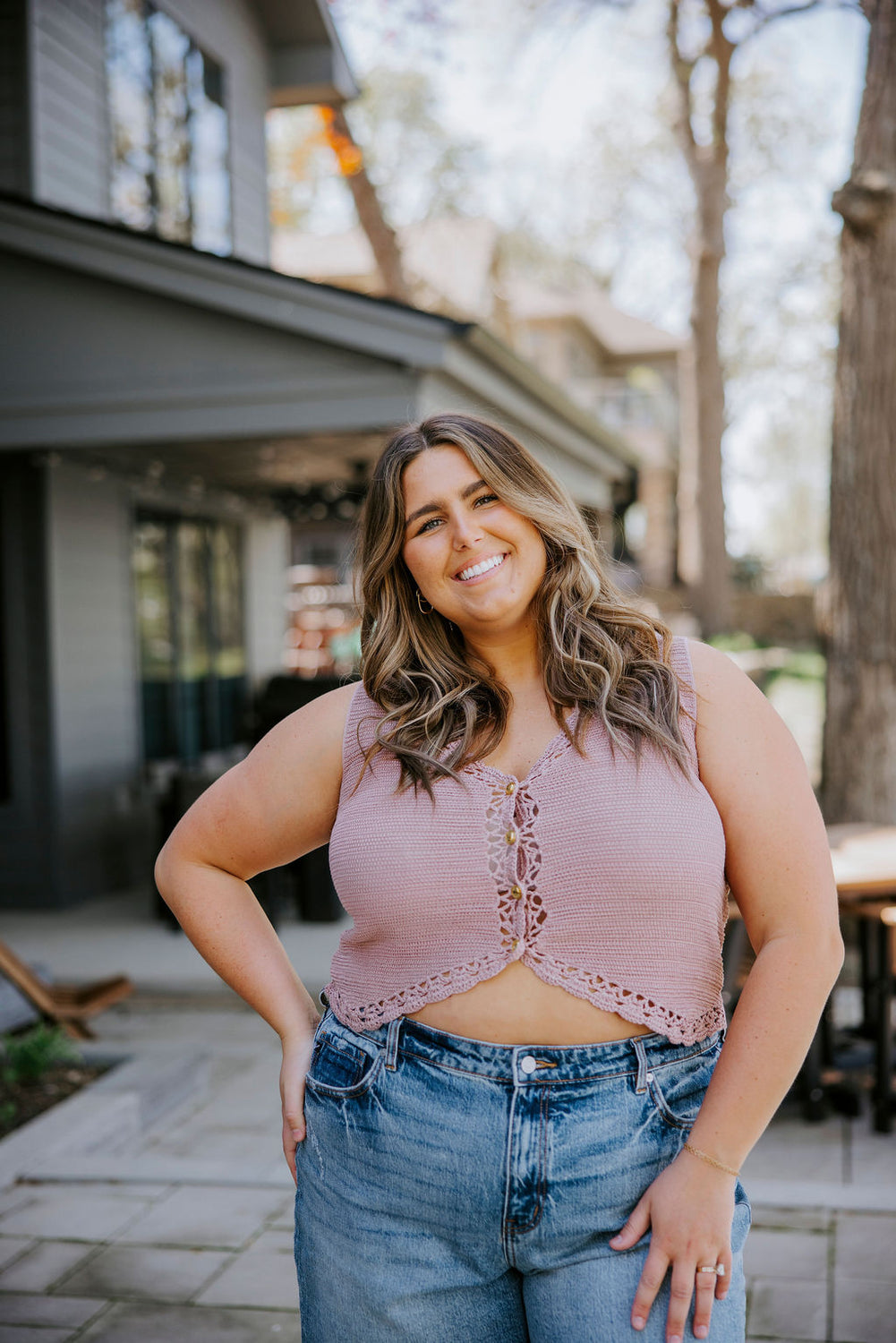 Cari Crochet Button Down Vest