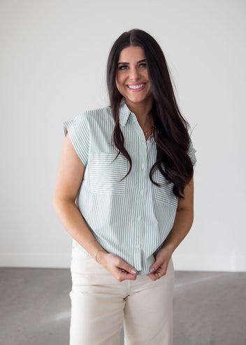 Ida Striped Button Up Top