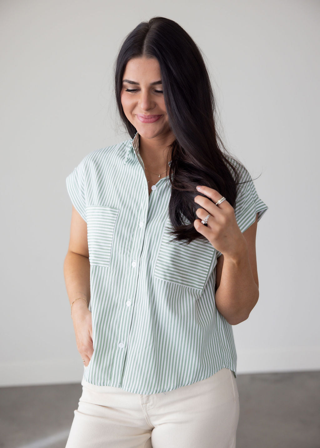 Ida Striped Button Up Top