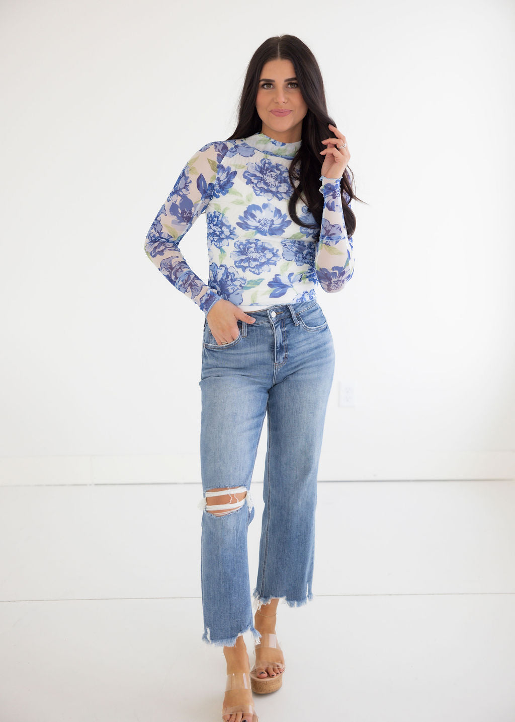Audrey Floral Mesh Top