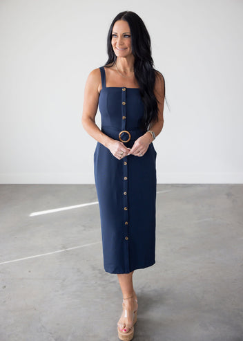 Aliza Button Midi Dress