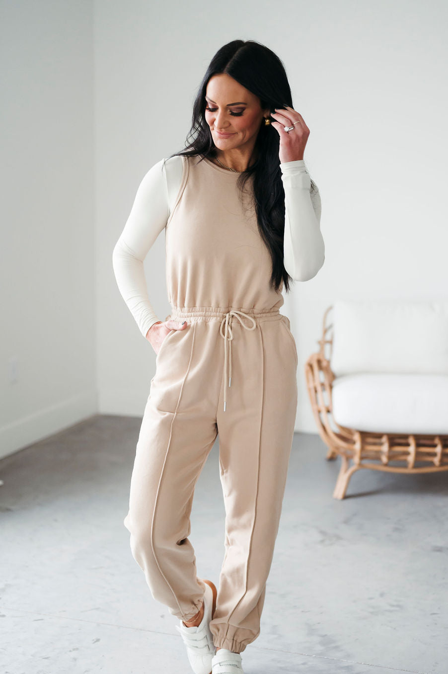 image of Ava Drawstring Waist Jumpsuit