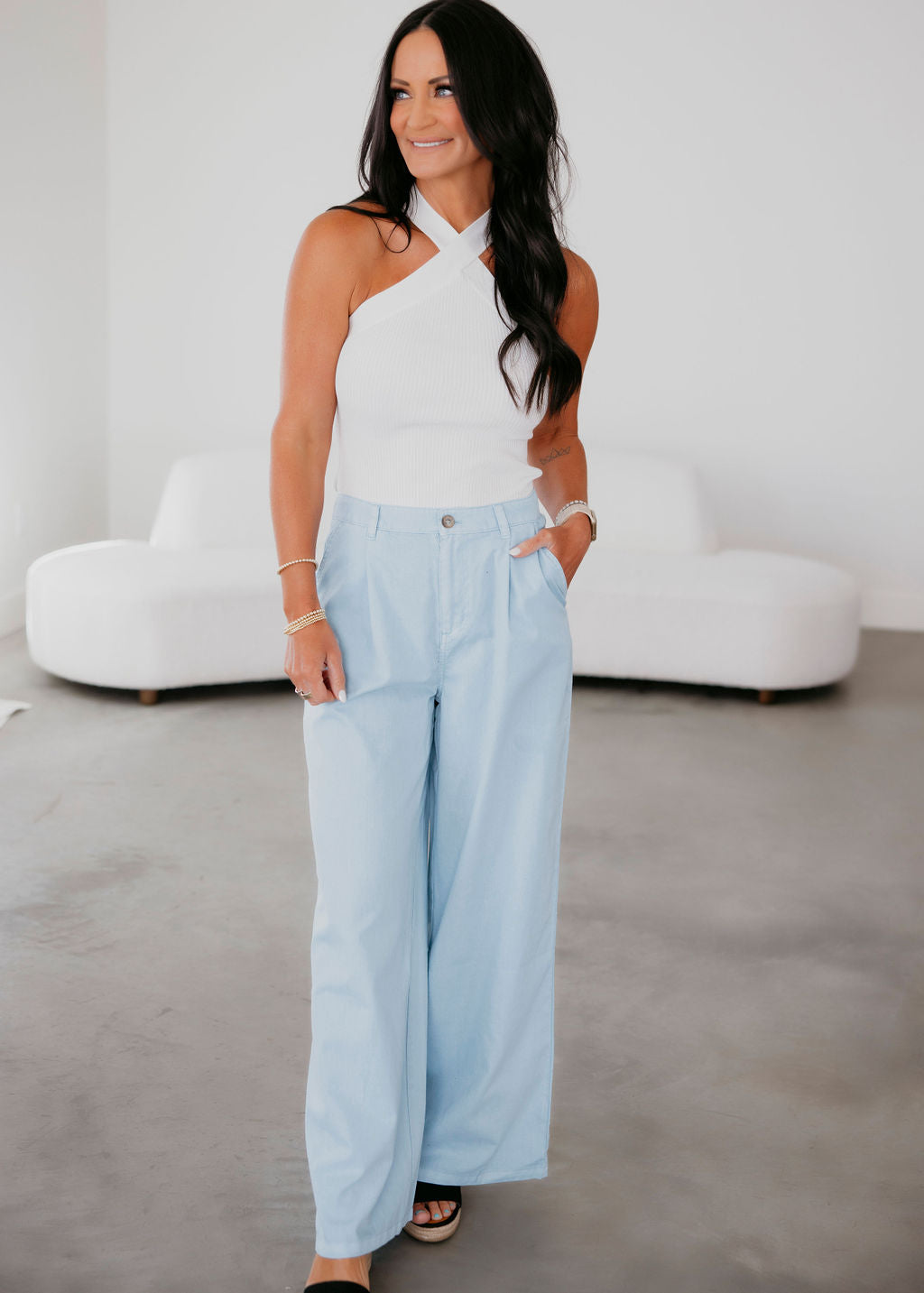 image of Garrick Pleated Wide Leg Pant