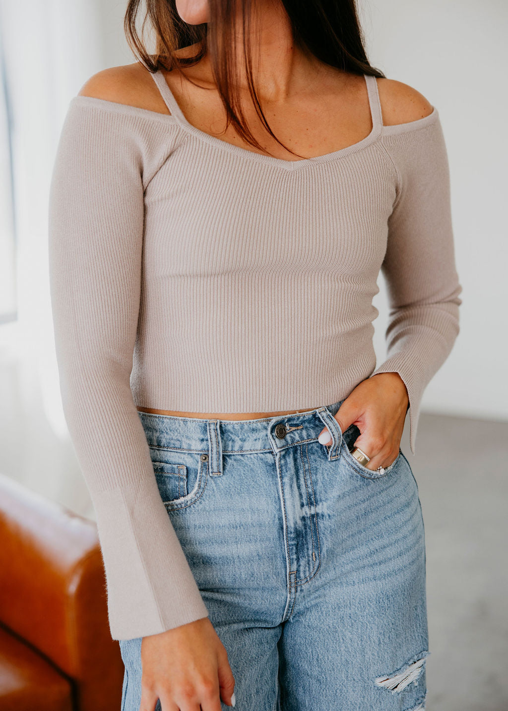 image of Antoni Knit Off Shoulder Top
