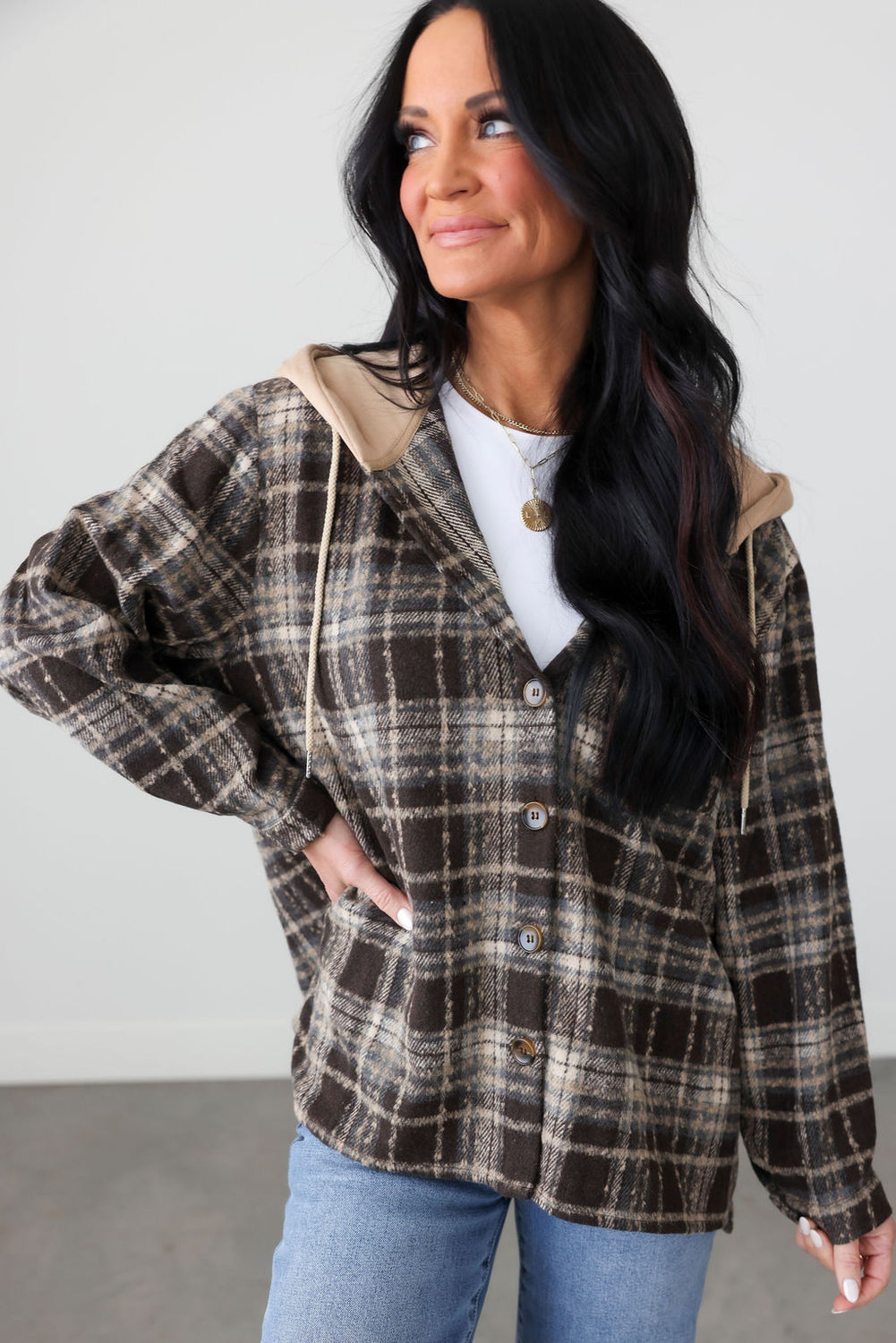 Noelle Hooded Plaid Shacket