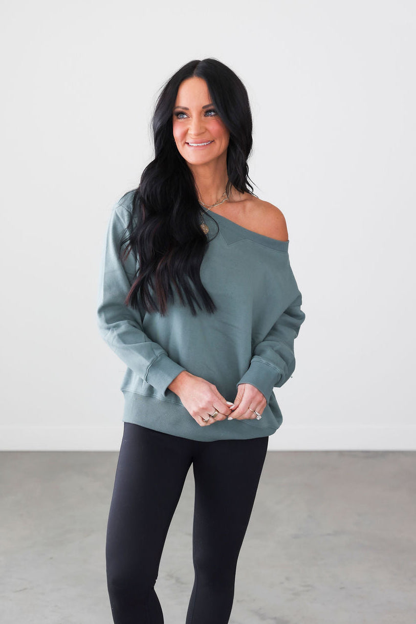 image of Beckham Off Shoulder Sweatshirt