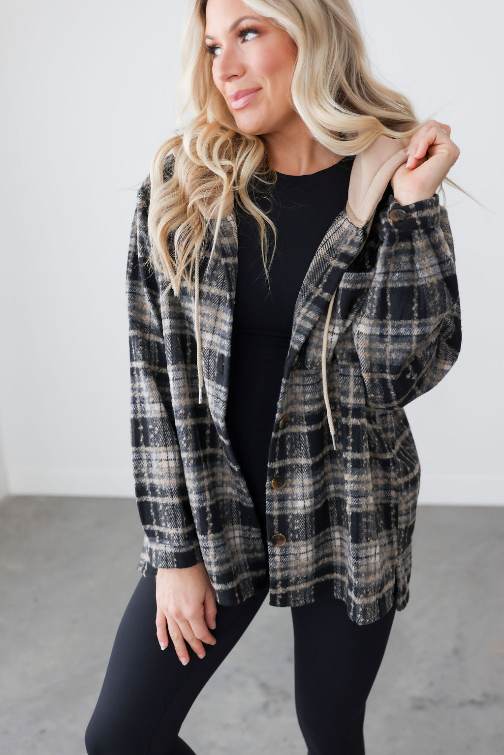 image of Noelle Hooded Plaid Shacket