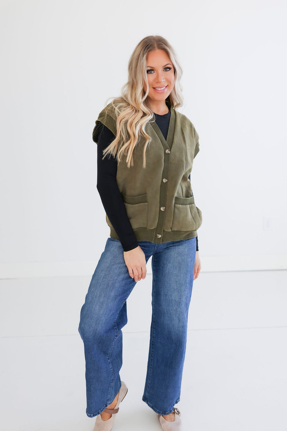 Maison Button Front Sweater Vest