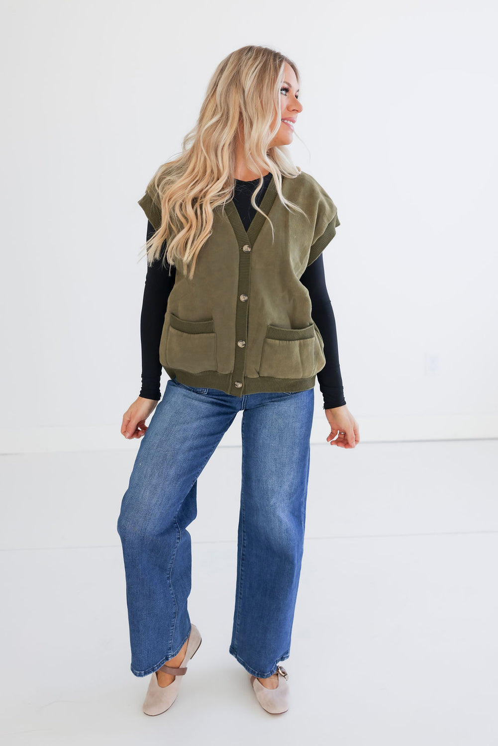 Maison Button Front Sweater Vest