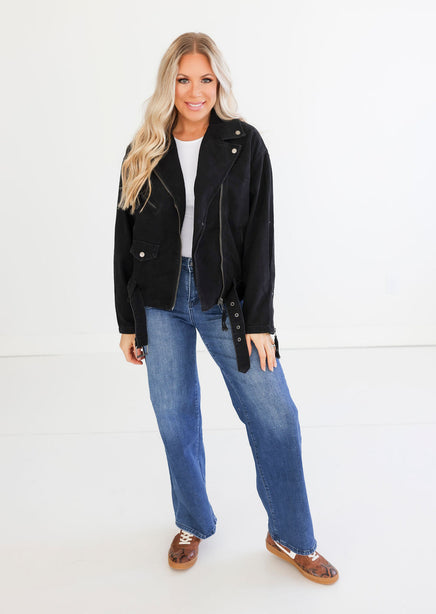 Paint The Town Denim Moto Jacket product view