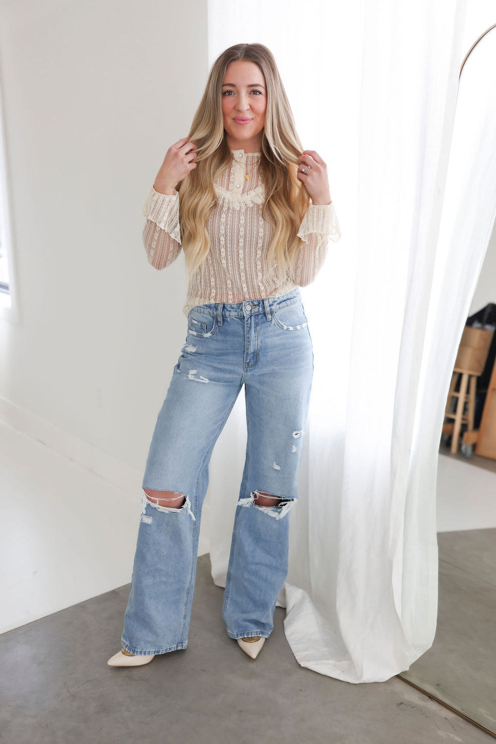 Corin Lace Henley Top