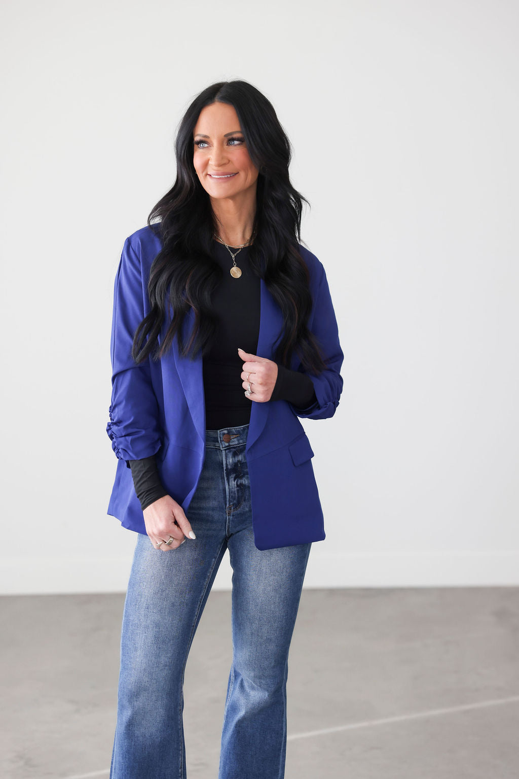 image of Chessa Ruched Sleeve Blazer