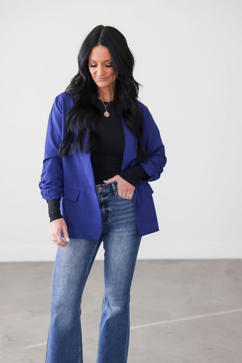 Chessa Ruched Sleeve Blazer