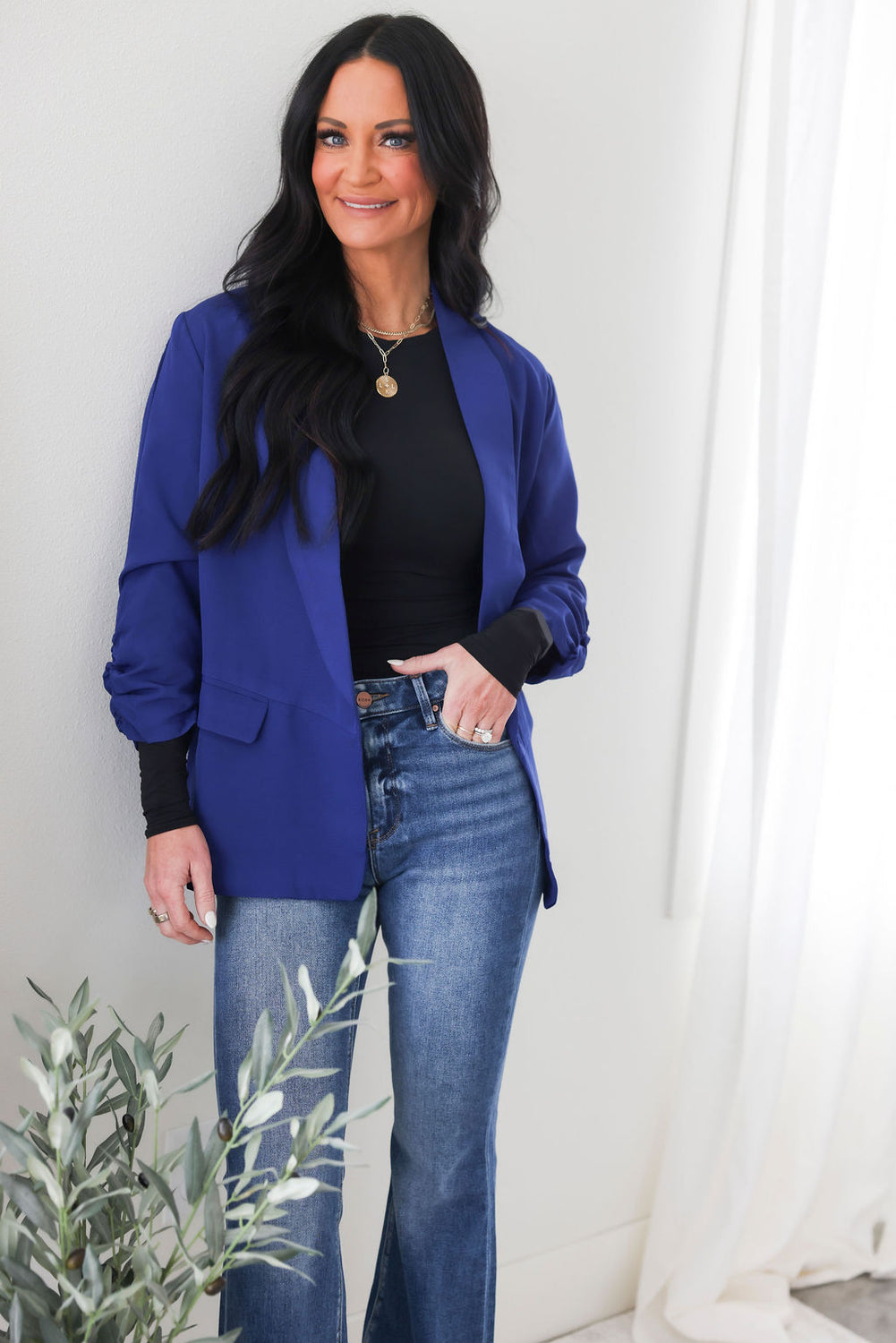 Chessa Ruched Sleeve Blazer