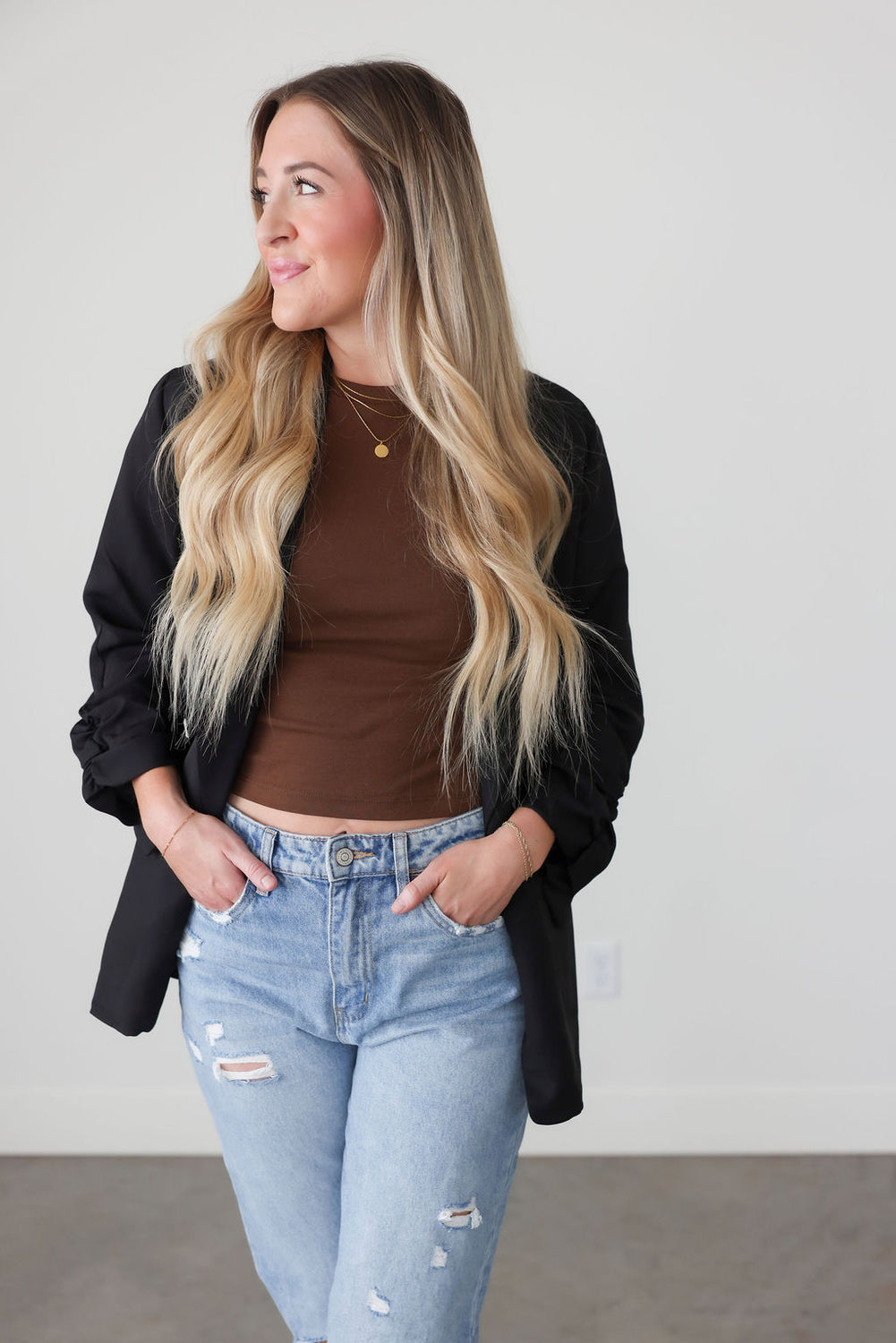 Chessa Ruched Sleeve Blazer