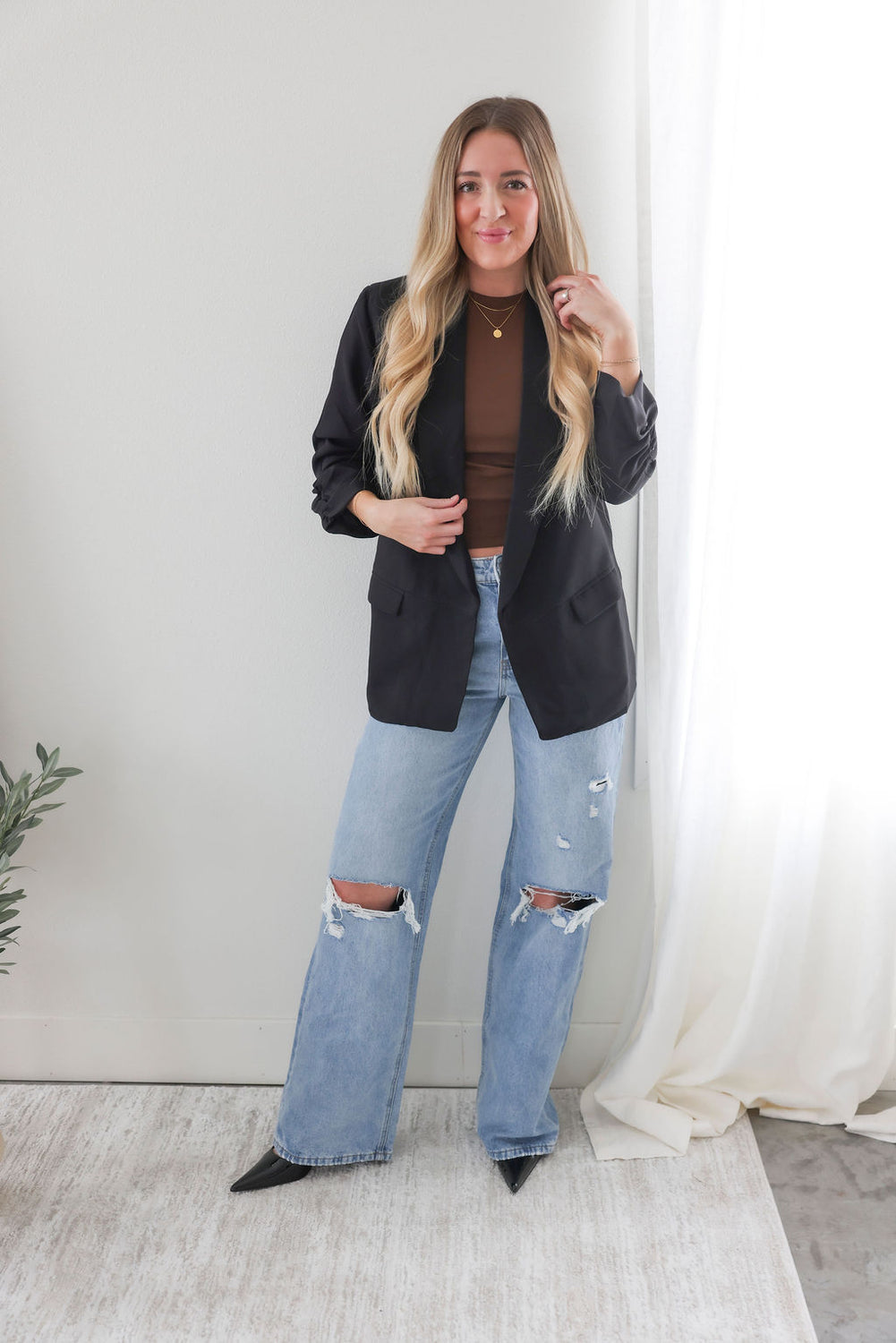Chessa Ruched Sleeve Blazer