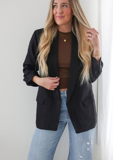 Chessa Ruched Sleeve Blazer product view