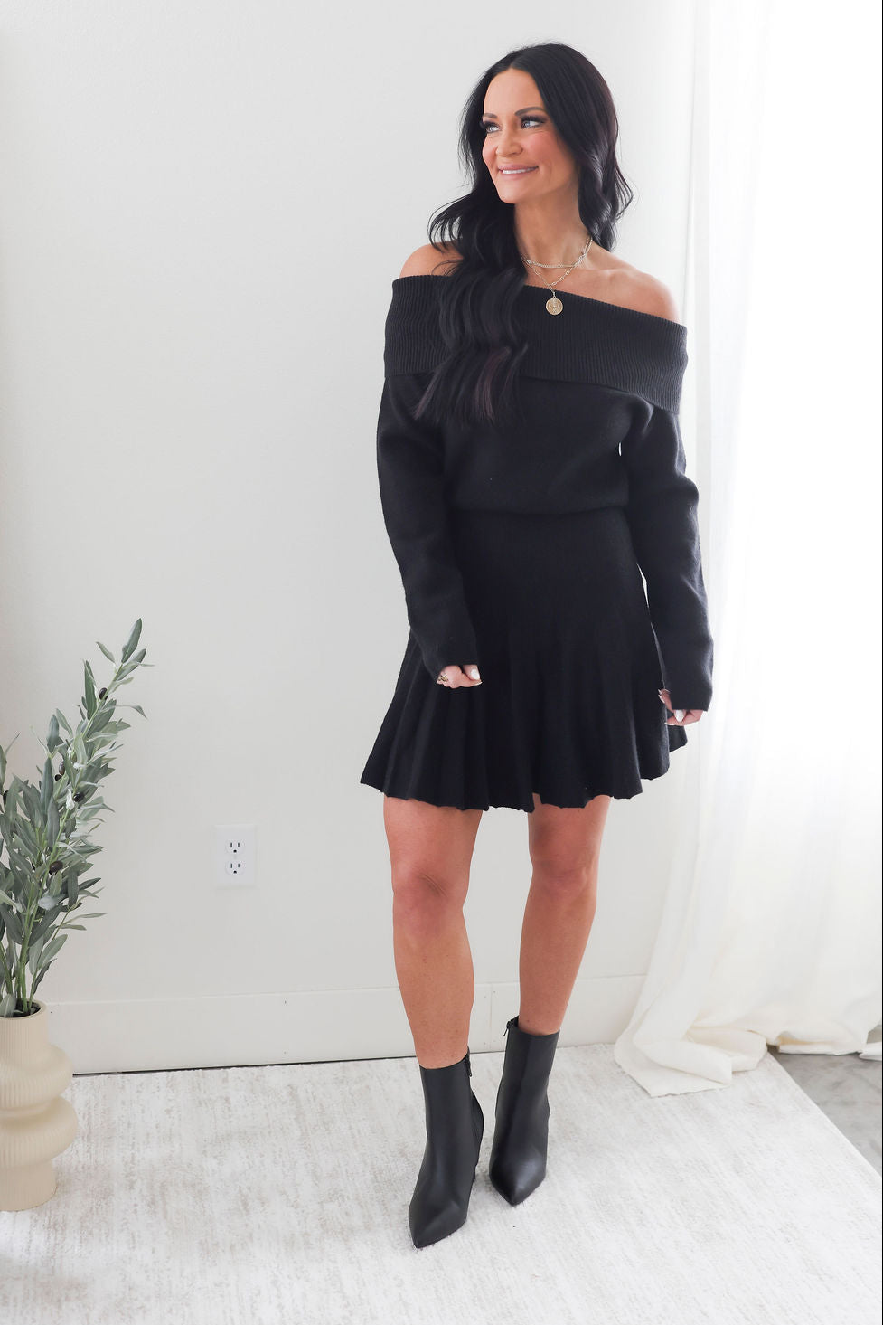 Greer Knit Pleated Mini Dress