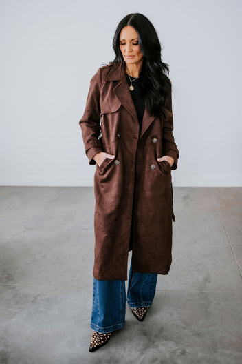 Jenessa Suede Trench Coat