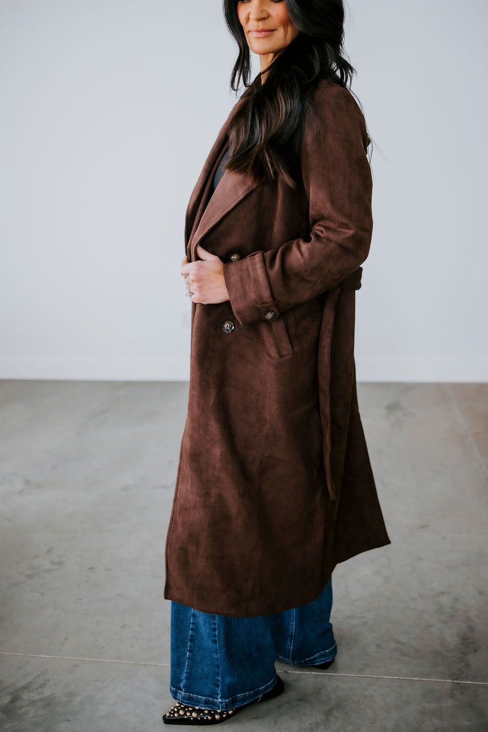 Jenessa Suede Trench Coat