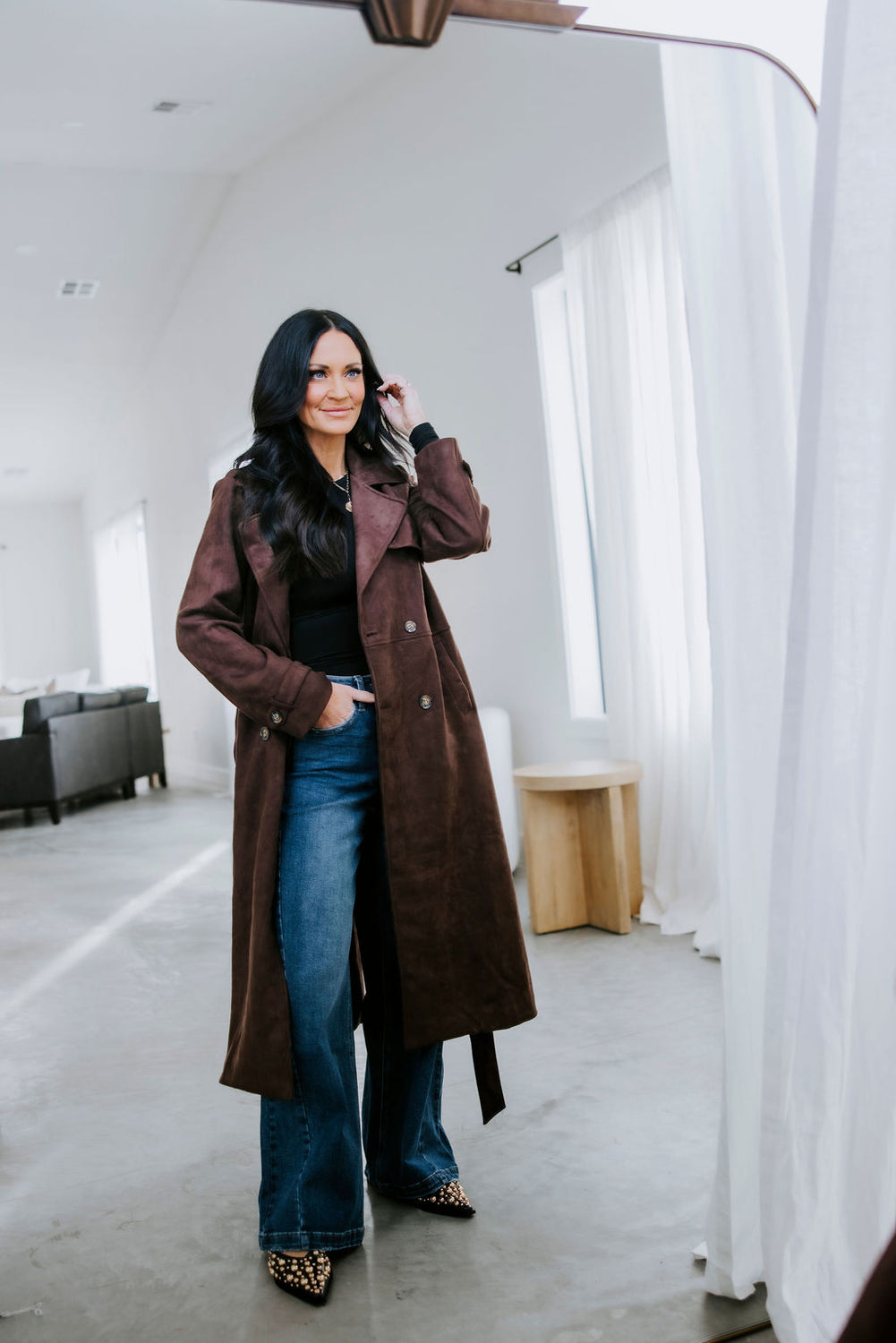 Jenessa Suede Trench Coat