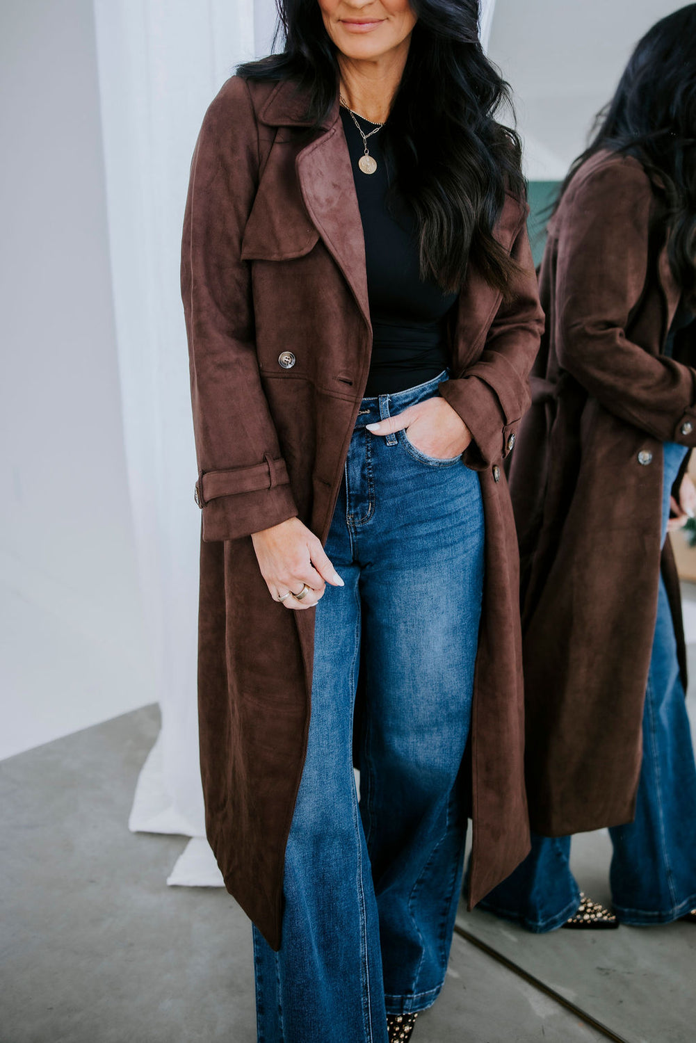 Jenessa Suede Trench Coat