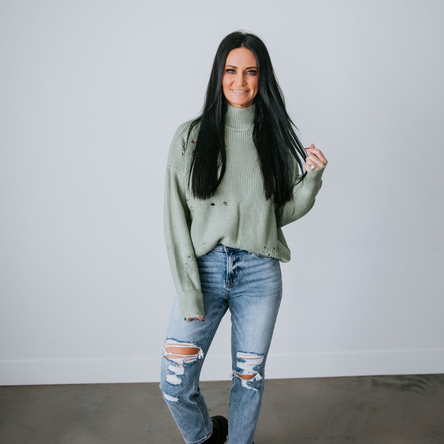 Ettie Distressed Sweater by Lily and Lottie