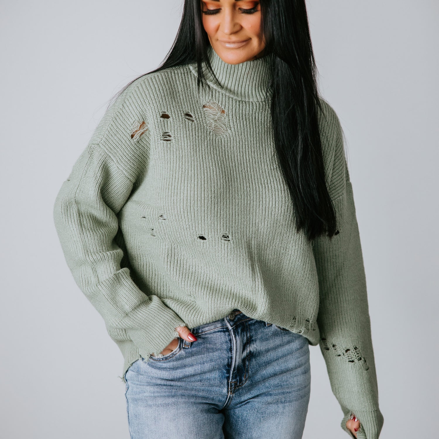Ettie Distressed Sweater by Lily and Lottie