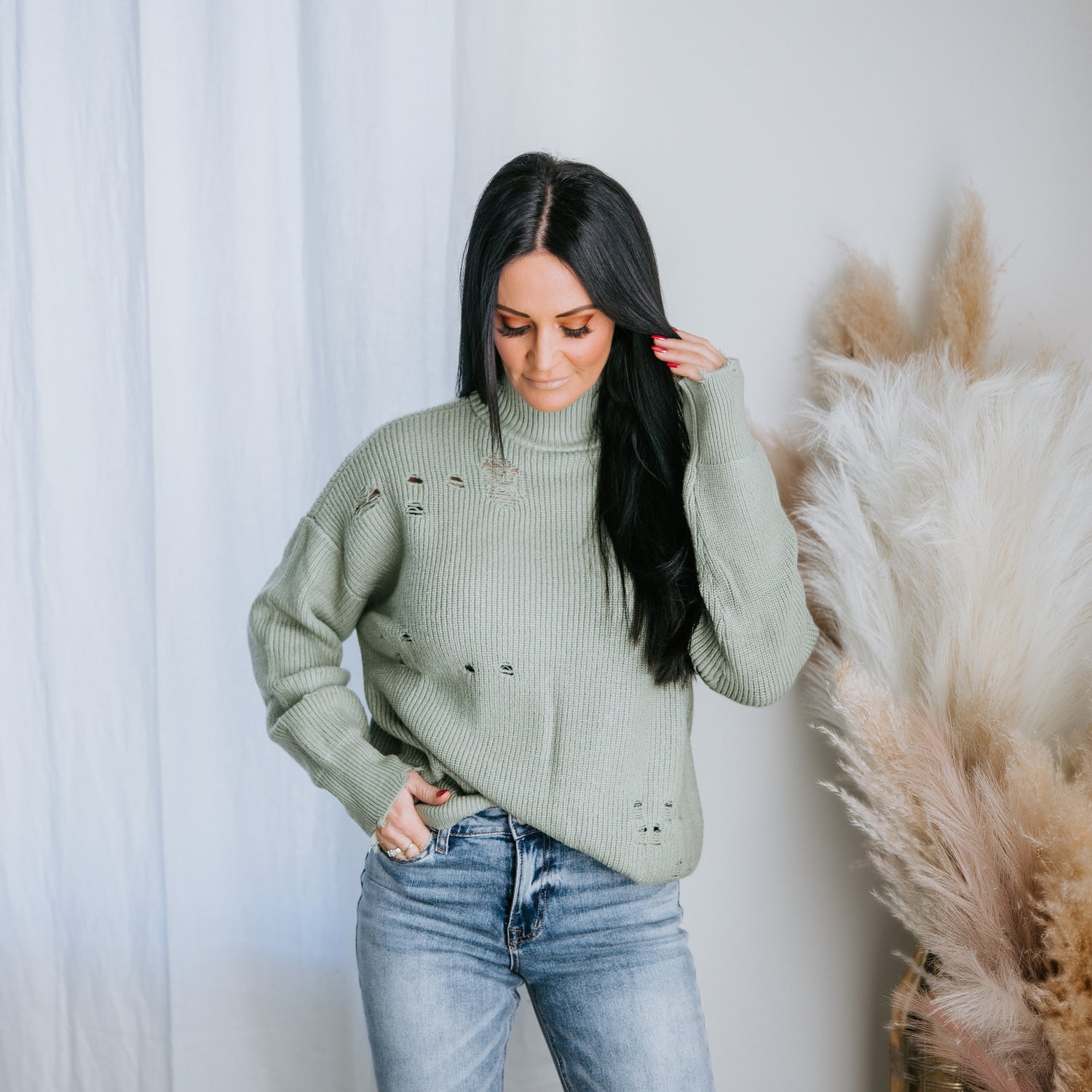 Ettie Distressed Sweater by Lily and Lottie