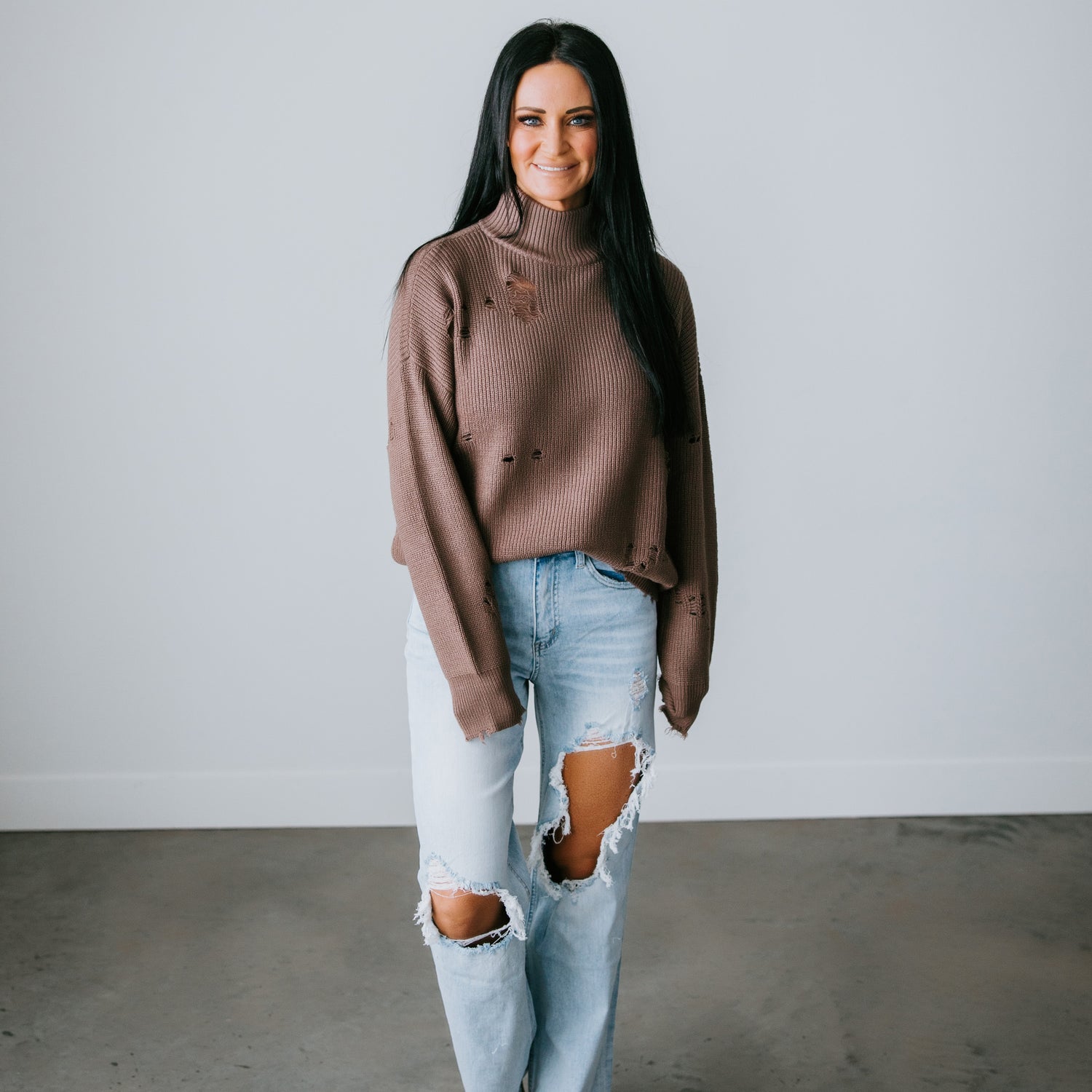 Ettie Distressed Sweater by Lily and Lottie