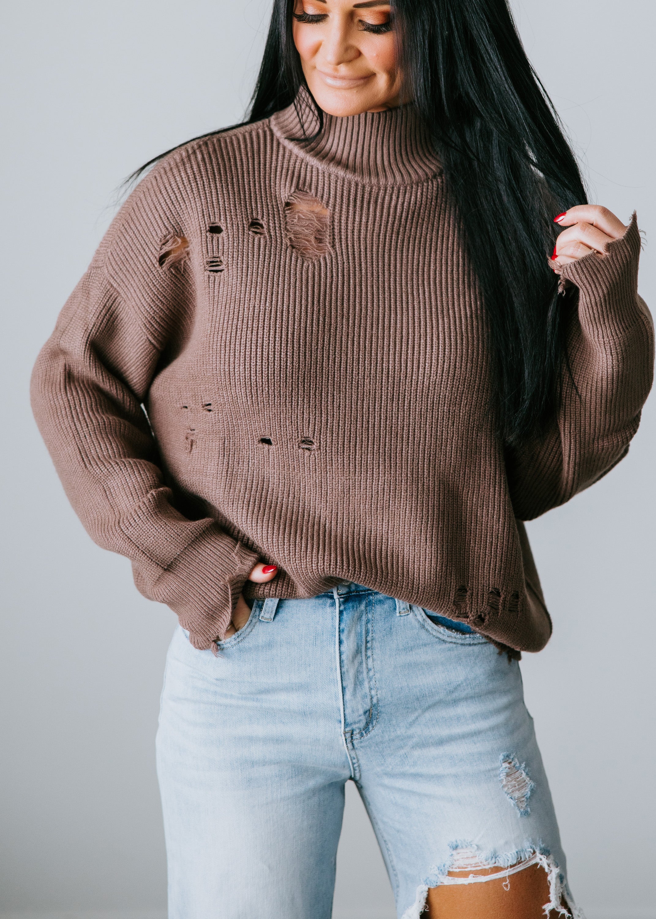 image of Ettie Distressed Sweater by Lily and Lottie