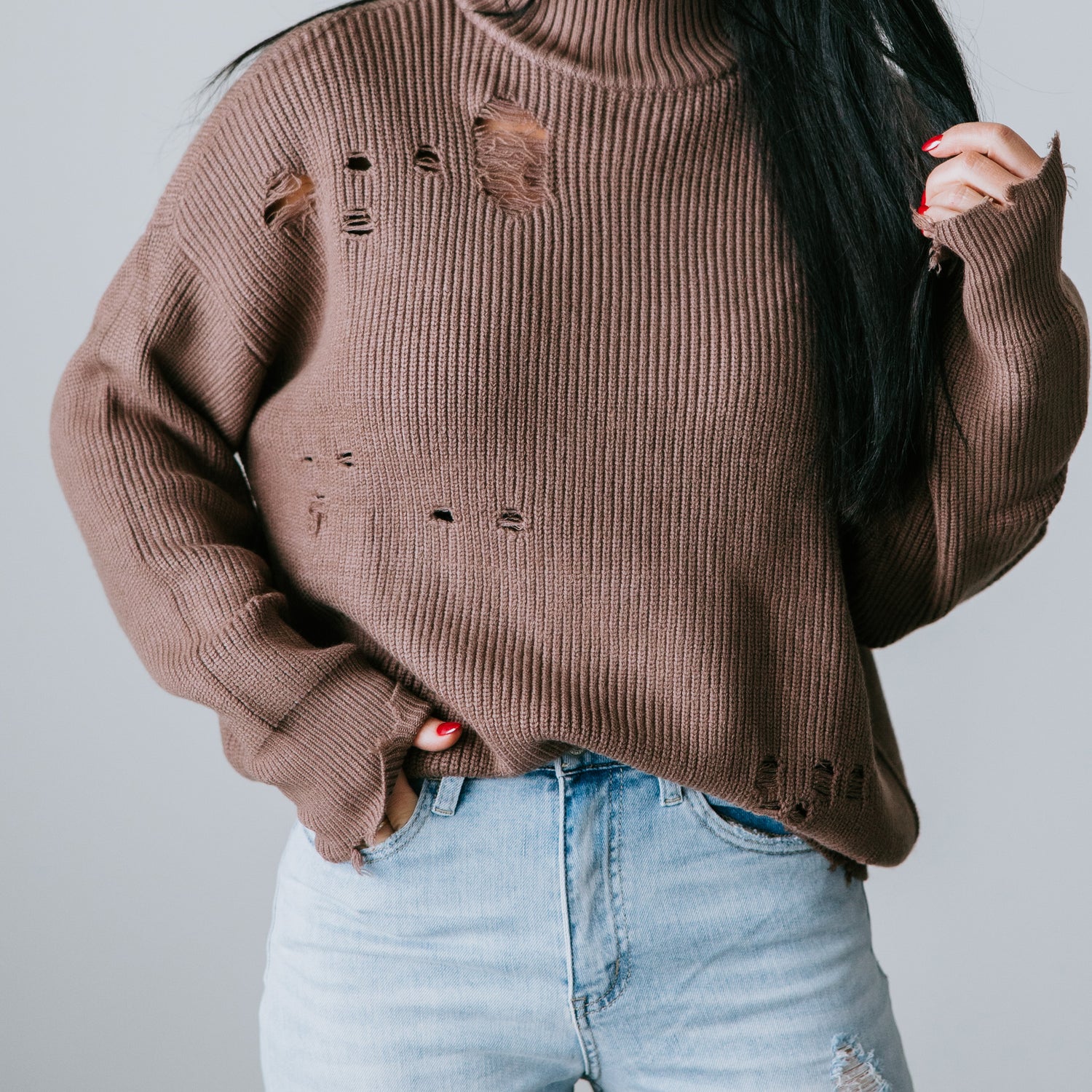 Ettie Distressed Sweater by Lily and Lottie