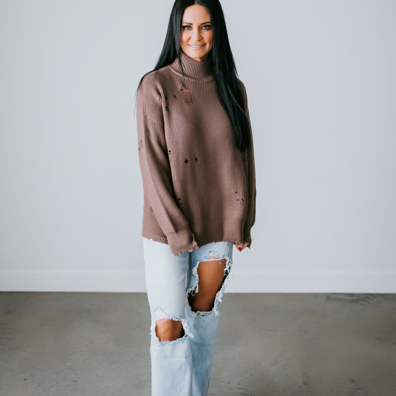 Ettie Distressed Sweater by Lily and Lottie