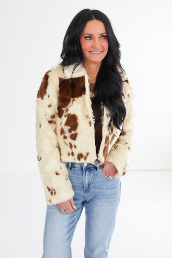 Micaela Print Fur Jacket